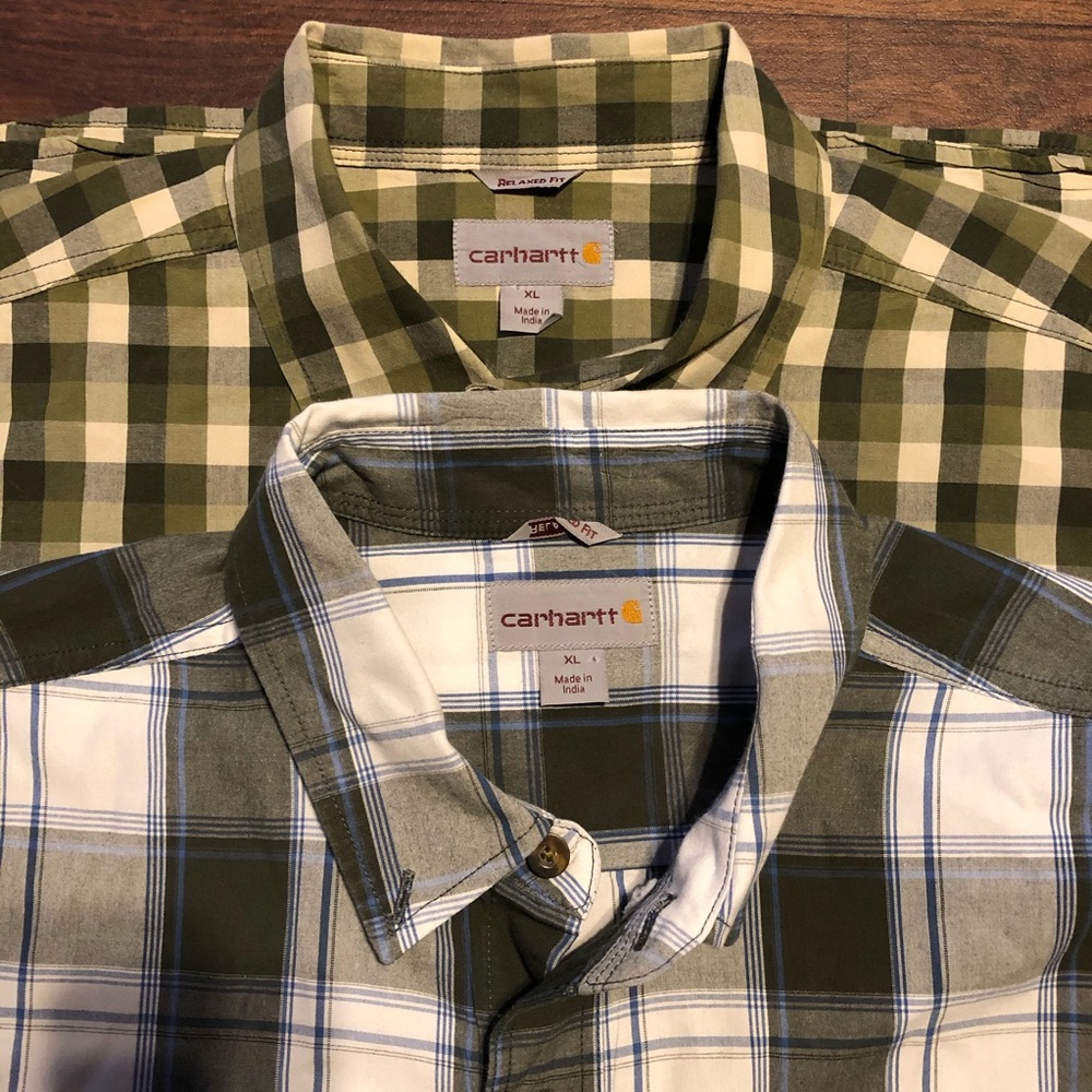 (2) Carhartt Plaid Relaxed Fit XL Short-Sleeve